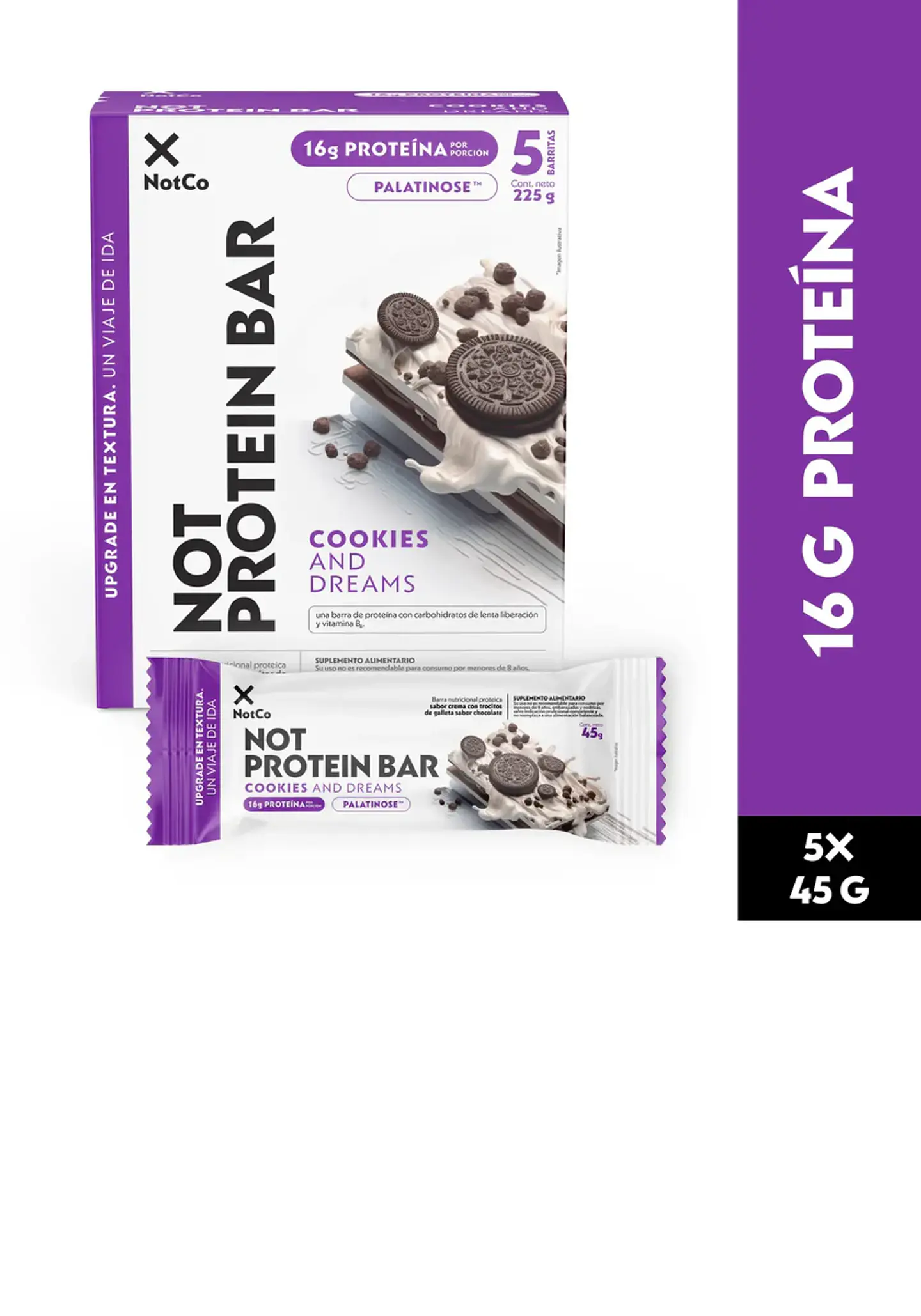 Barra de Proteína NotProtein Bar Cookies and Creams 5un 45g 1