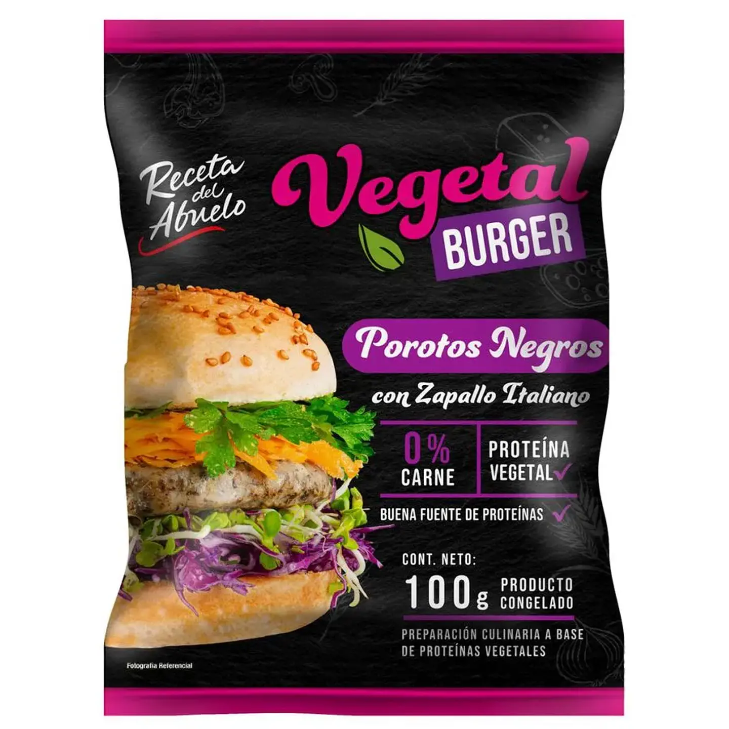 Hamburguesa Vegetal Receta del Abuelo Porotos Negros 100 g 1