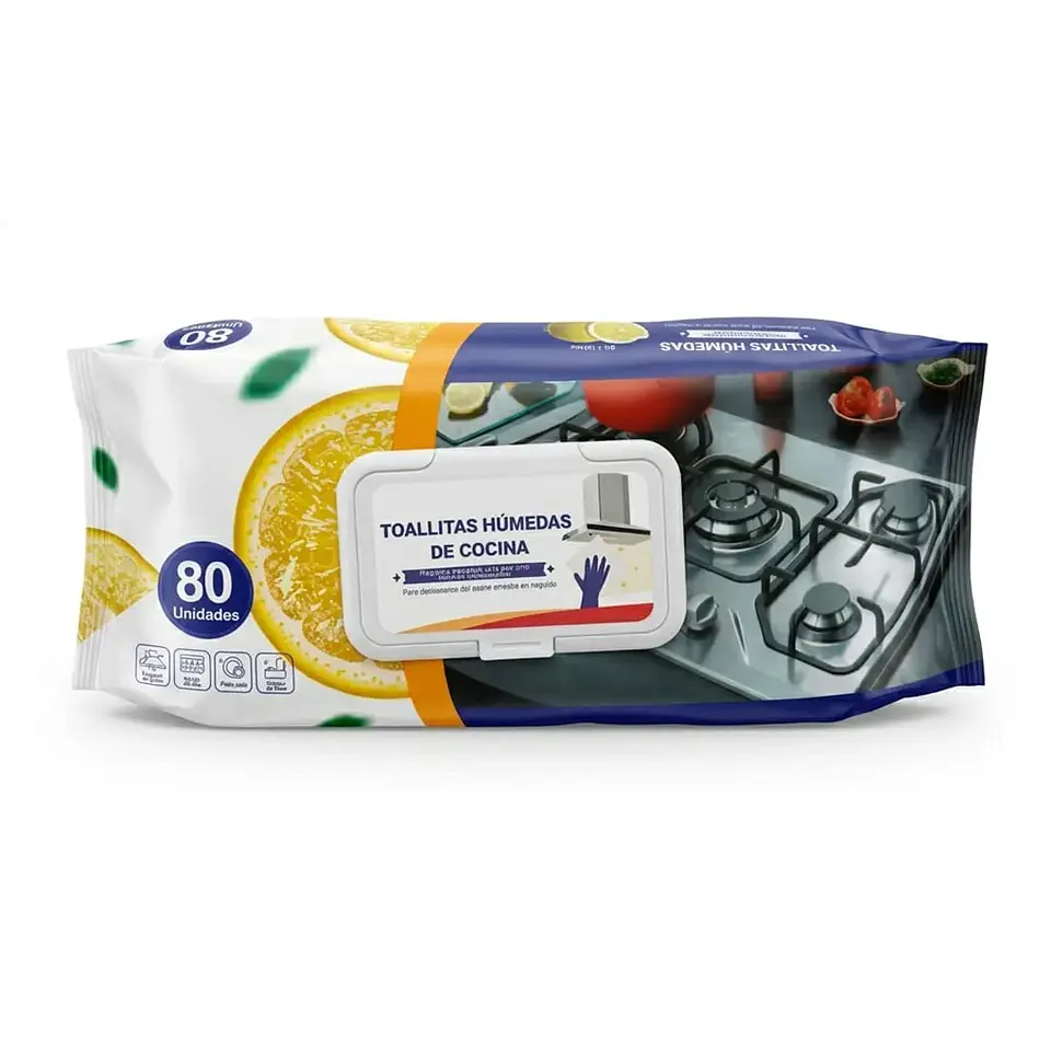 Pack de 80 Toallitas Húmedas para Cocina Limón 1