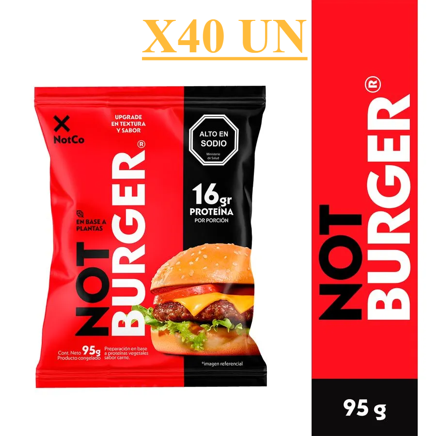 HAMBURGUESA NOTCO NOT BURGER XL 150 GRS 40 UNID