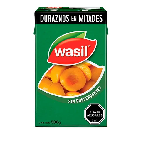 DURAZNOS EN MITADES WASIL, 380 G NETO