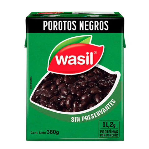POROTOS NEGROS WASIL, 380 G NETO