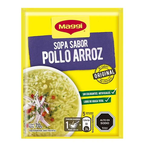 Sopa Sabor Pollo con Arroz (5 Porciones) Sobre, 70 g