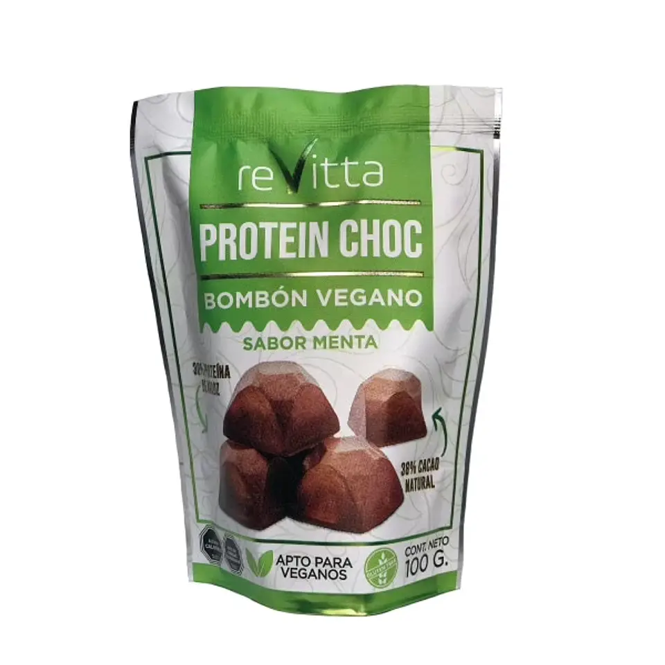 Bombon Vegano Proteina Protein Choc 100 grs. Sabor Menta 1