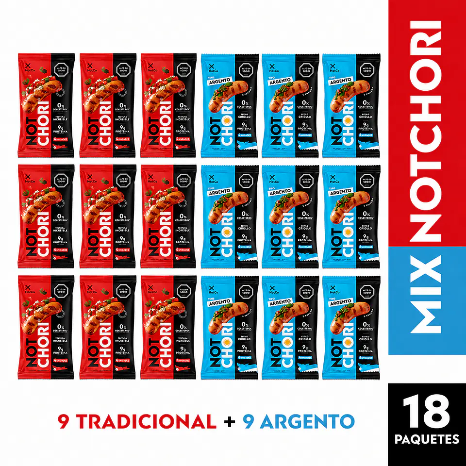 MIX Not Chori Vegetal Tradiciona y Argento 240g - Caja de 18 paquetes 1