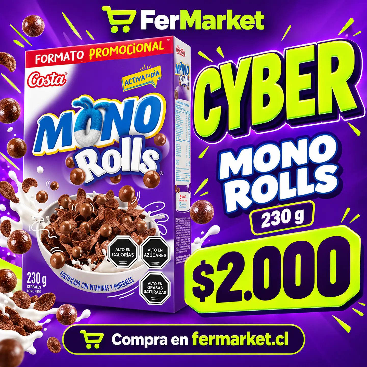CEREAL MONO ROLLS 230G -COSTA 1