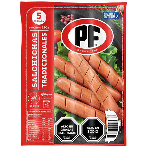 Salchichas Tradicionales 250G (5 UN) -PF