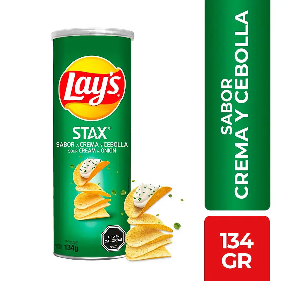 PAPAS FRITAS LAYS STAC SABOR CREMA Y CEBOLLA 134G 1