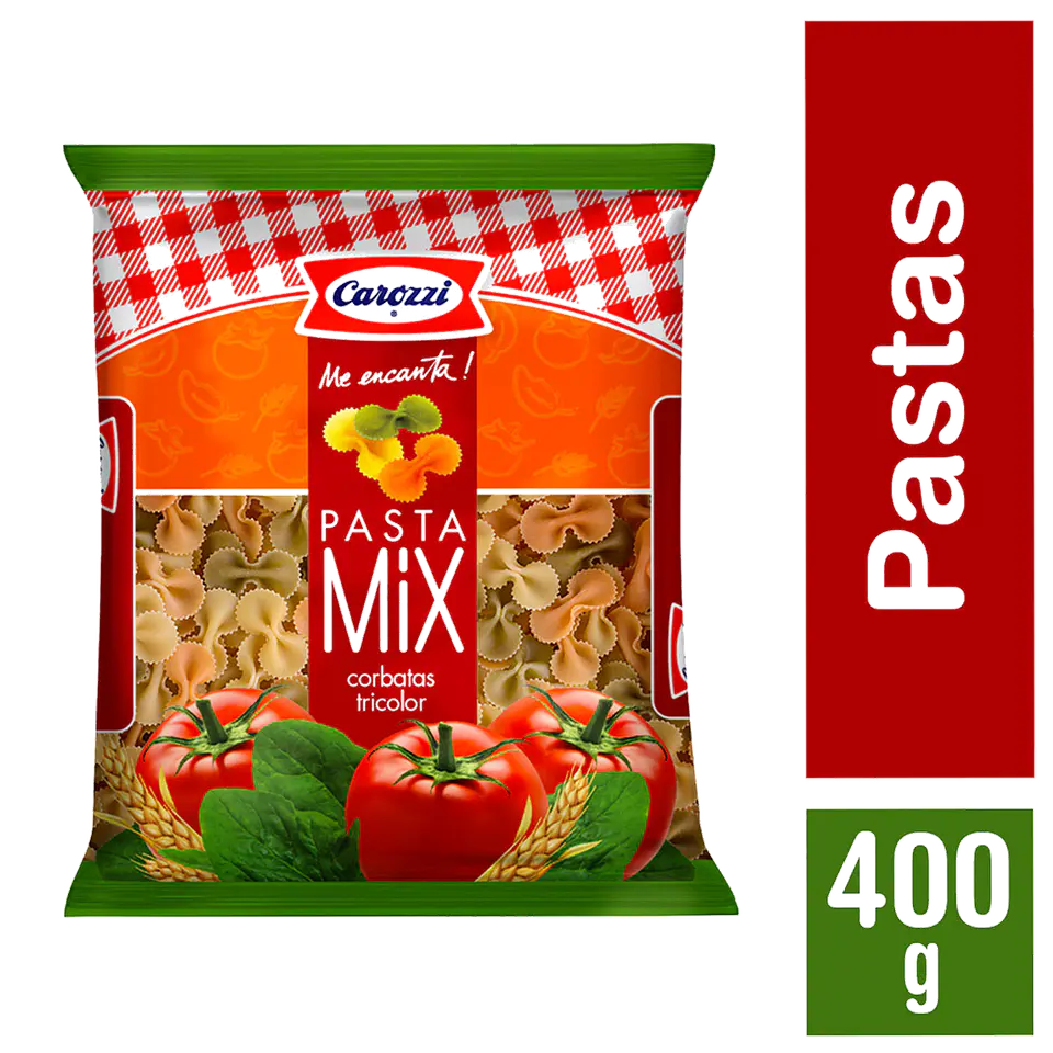 Pasta Mix Corbatas Tricolor 400g - Carozzi 1