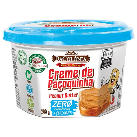 Crema de Maní Paçoquinha DaColônia 200 g – Sin Azúcar Añadida, Vegana y Sin Gluten