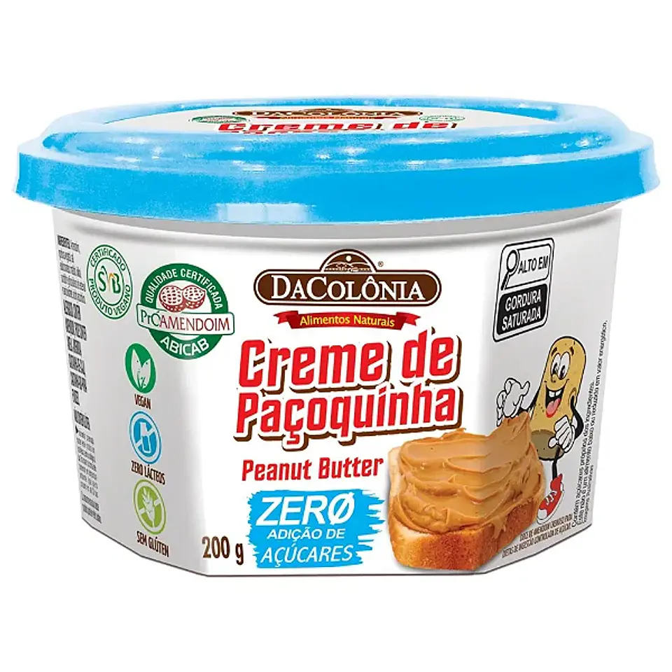 Crema de Maní Paçoquinha DaColônia 200 g – Sin Azúcar Añadida, Vegana y Sin Gluten 1