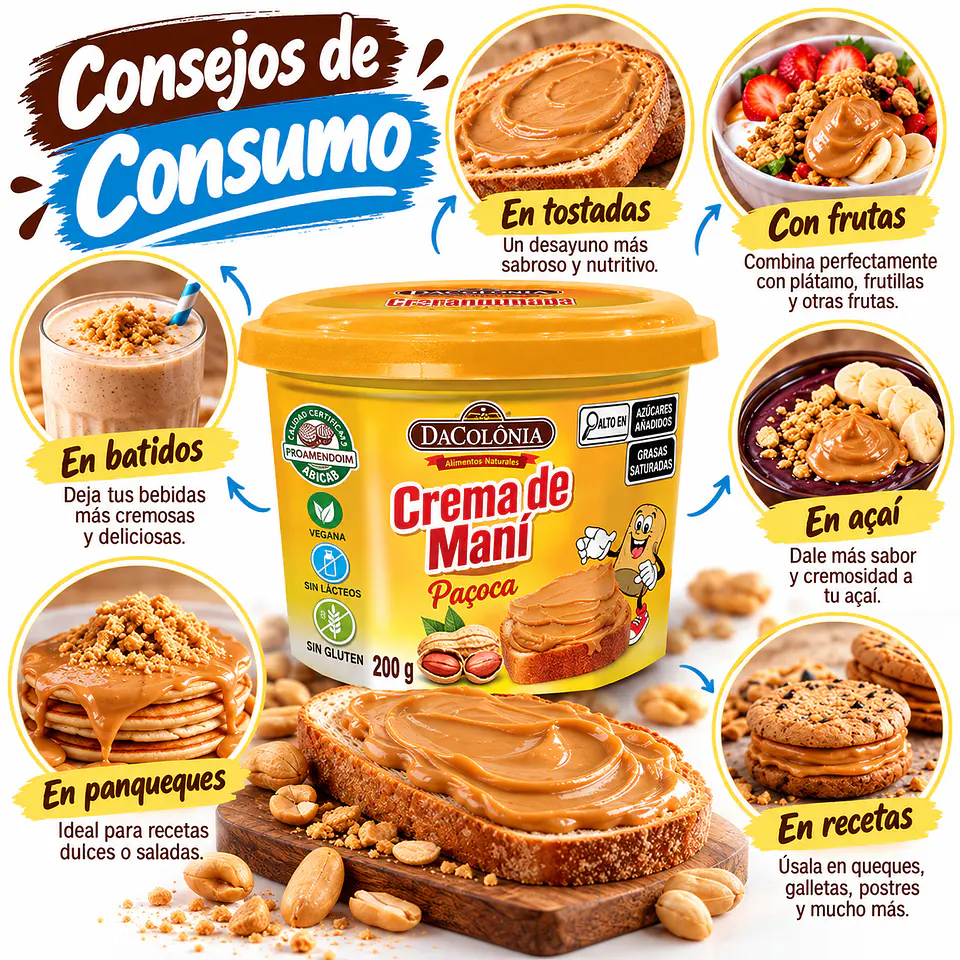 Crema de Maní Paçoca Brasileña DaColônia 200 g – Vegana y Sin Gluten 3