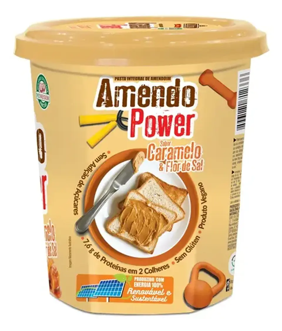 Pasta de Maní Amendo Power Sabor Caramelo y Flor de Sal 450g – Vegana, Sin Gluten y Sin Lactosa 1