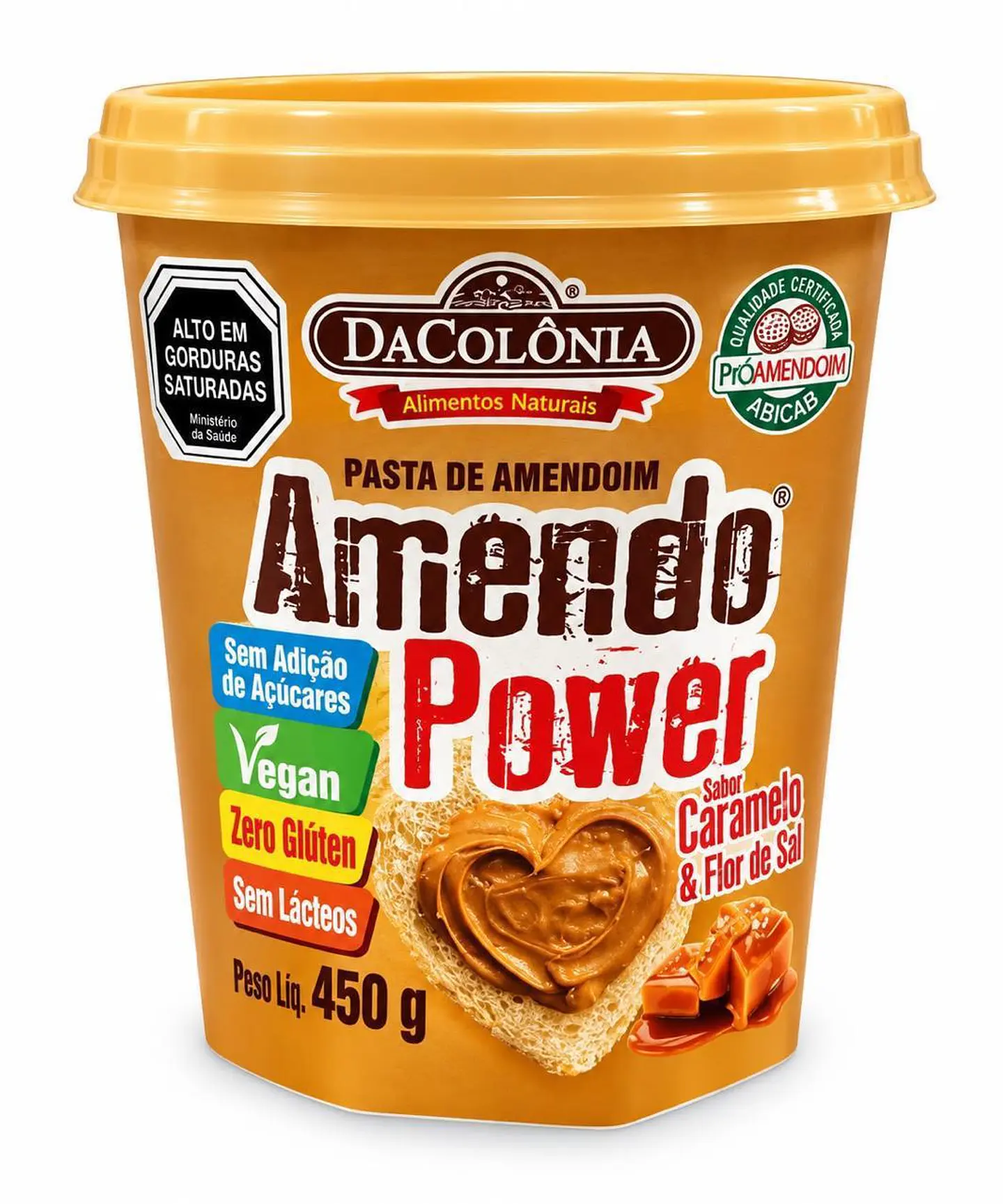 Pasta de Maní Amendo Power Sabor Caramelo y Flor de Sal 450g – Vegana, Sin Gluten y Sin Lactosa 2
