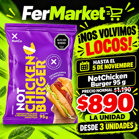 OFERTA Not Chicken Burger 95g desde 3 unidades