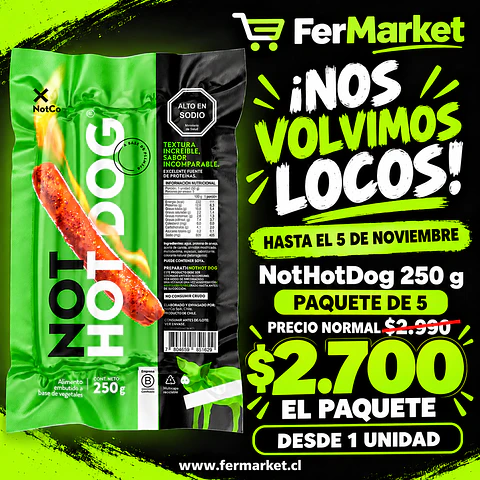 Not Hot Dog Paquete de 5 (250g)
