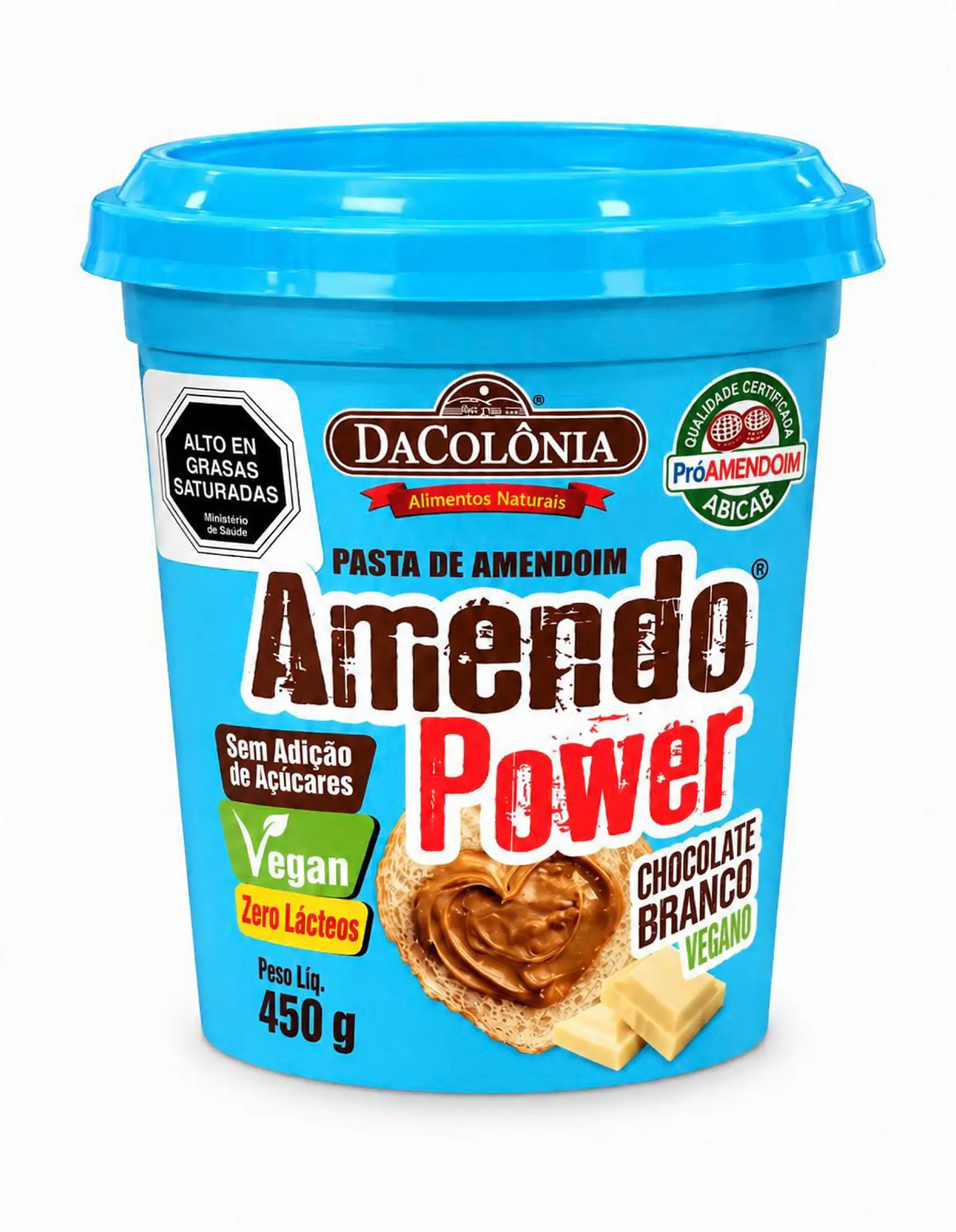 Pasta de Maní Amendo Dacolonia Power Sabor Chocolate Blanco 450g – Vegana, Sin Gluten 1