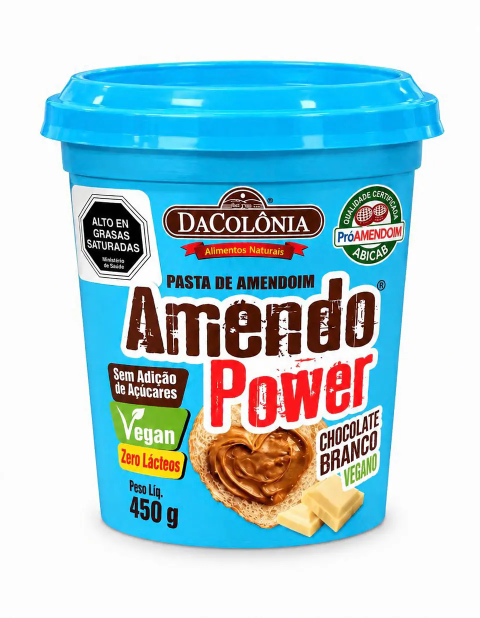 Pasta de Maní Amendo Dacolonia Power Sabor Chocolate Blanco 450g – Vegana, Sin Gluten 1