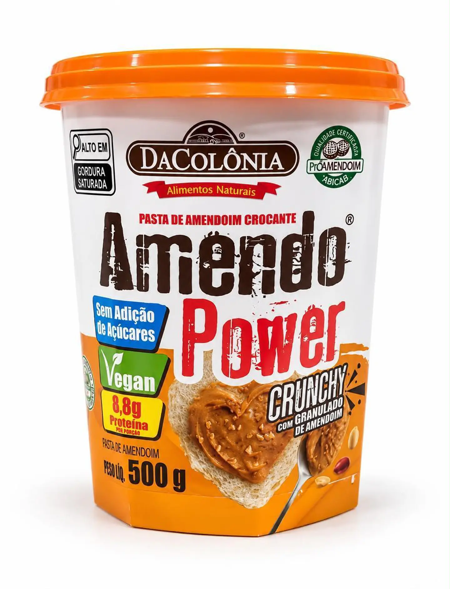 Pasta de Maní Amendo Dacolonia Power Sabor Crunchy con Granulado de Mani 500g – Vegana, Sin Gluten 1