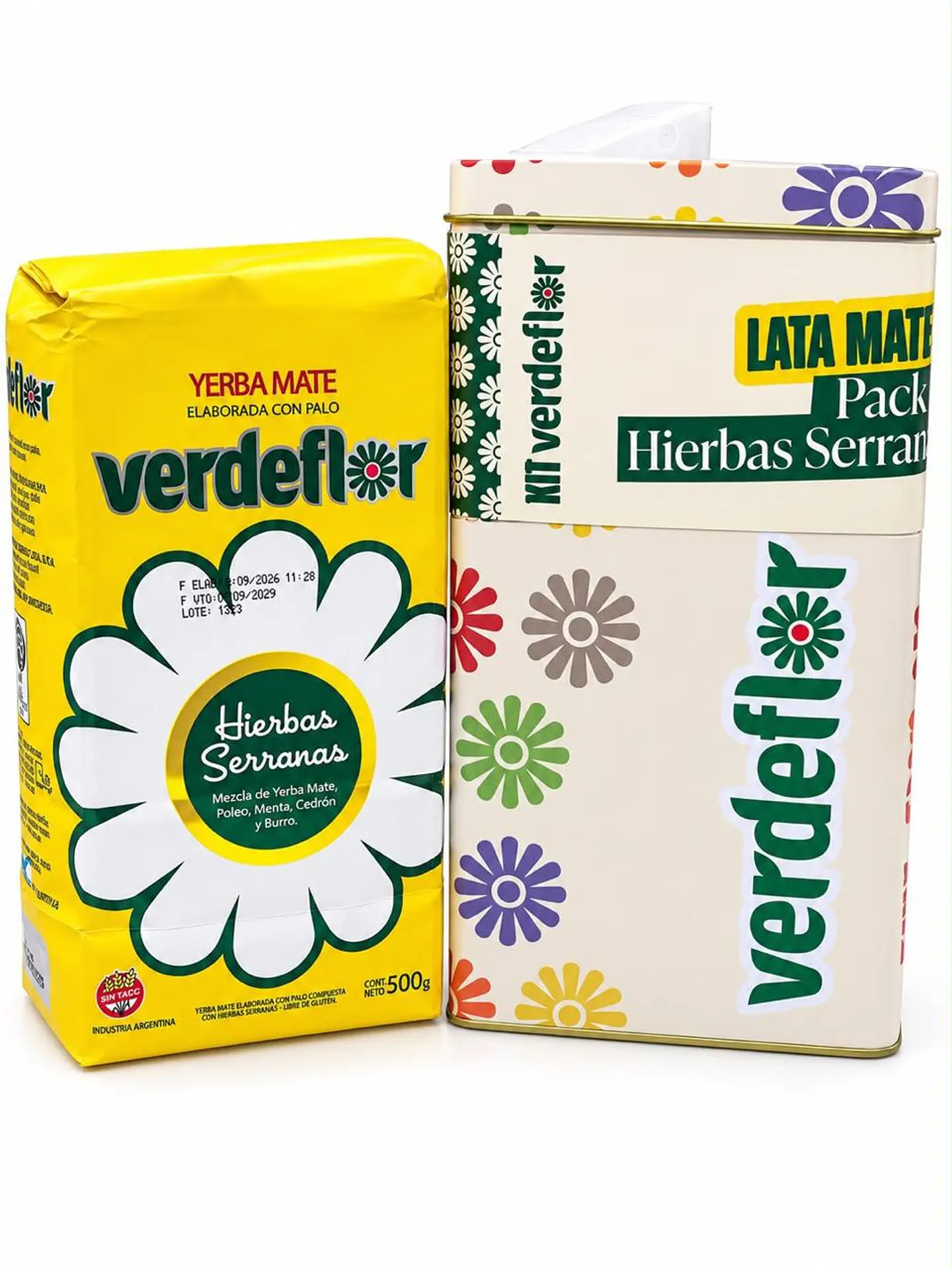 Kit Verdeflor - Lata Matera + Yerba Mate Hierbas Serranas 500g  2
