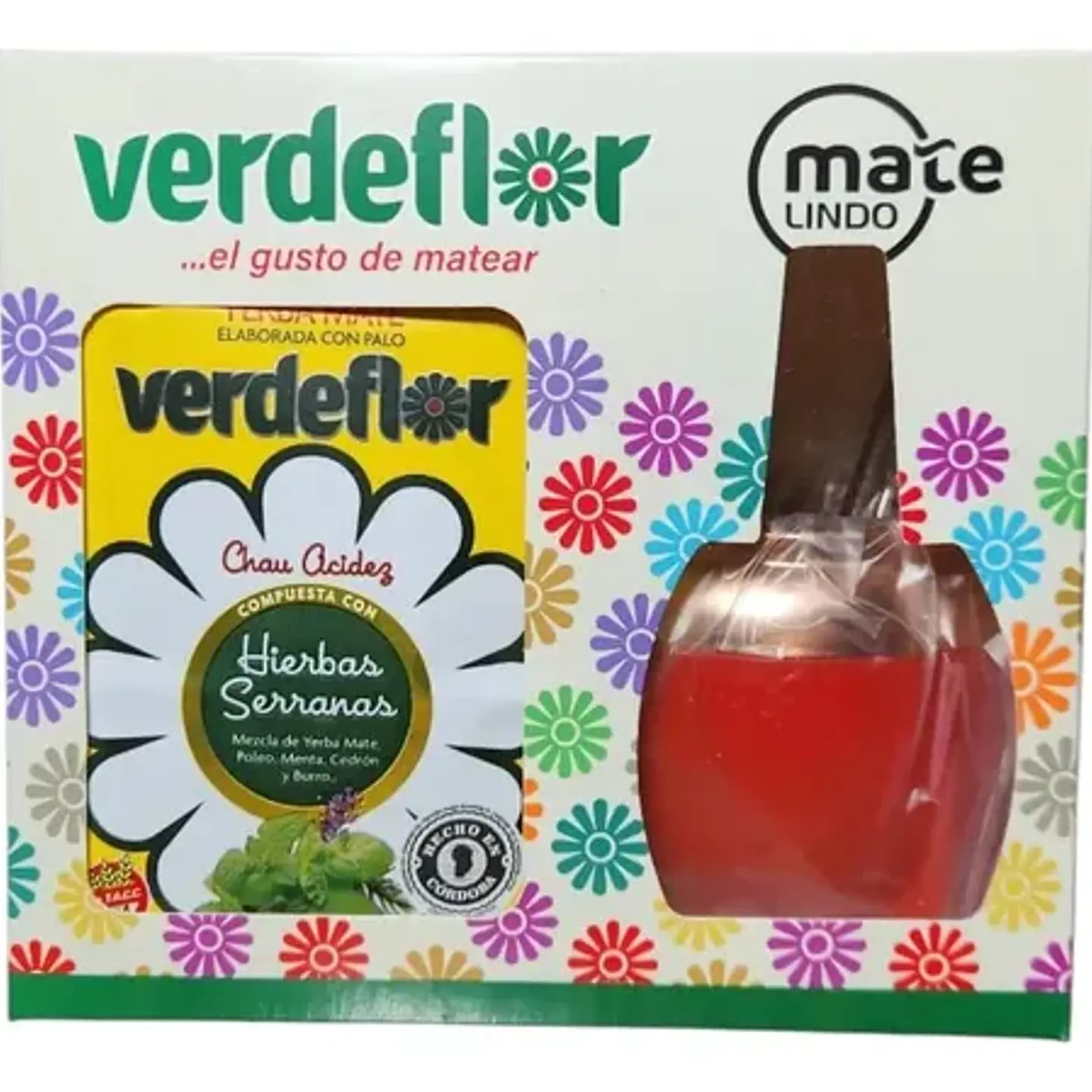 Kit Verdeflor - Matero con Bombilla + Yerba Mate Hierbas Serranas 250g  1