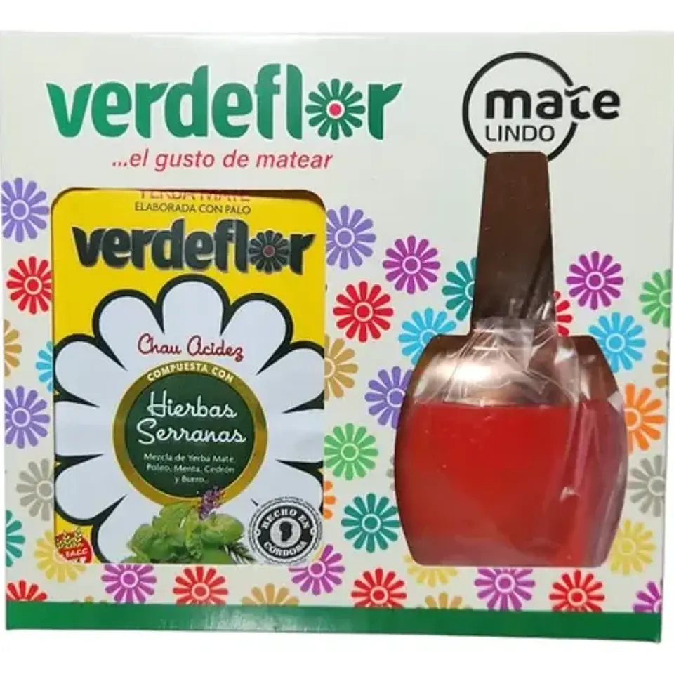 Kit Verdeflor - Matero con Bombilla + Yerba Mate Hierbas Serranas 250g  1