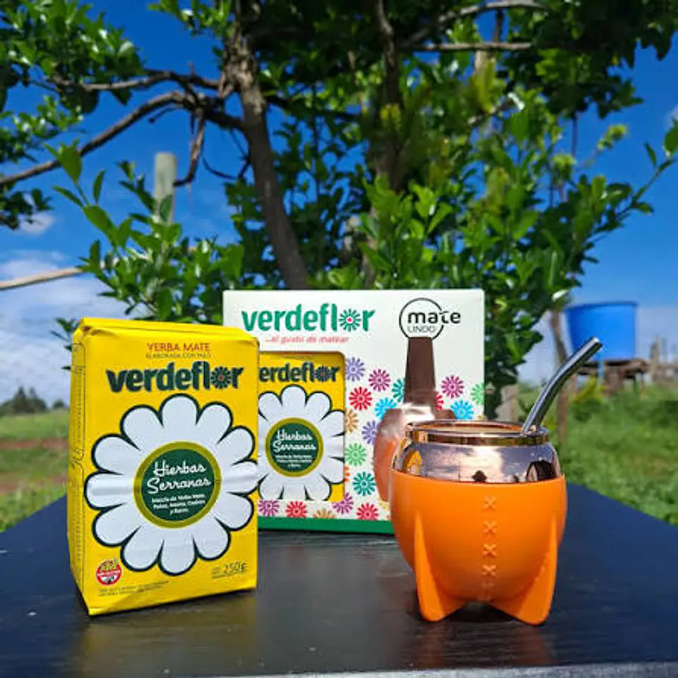 Kit Verdeflor - Matero con Bombilla + Yerba Mate Hierbas Serranas 250g  3
