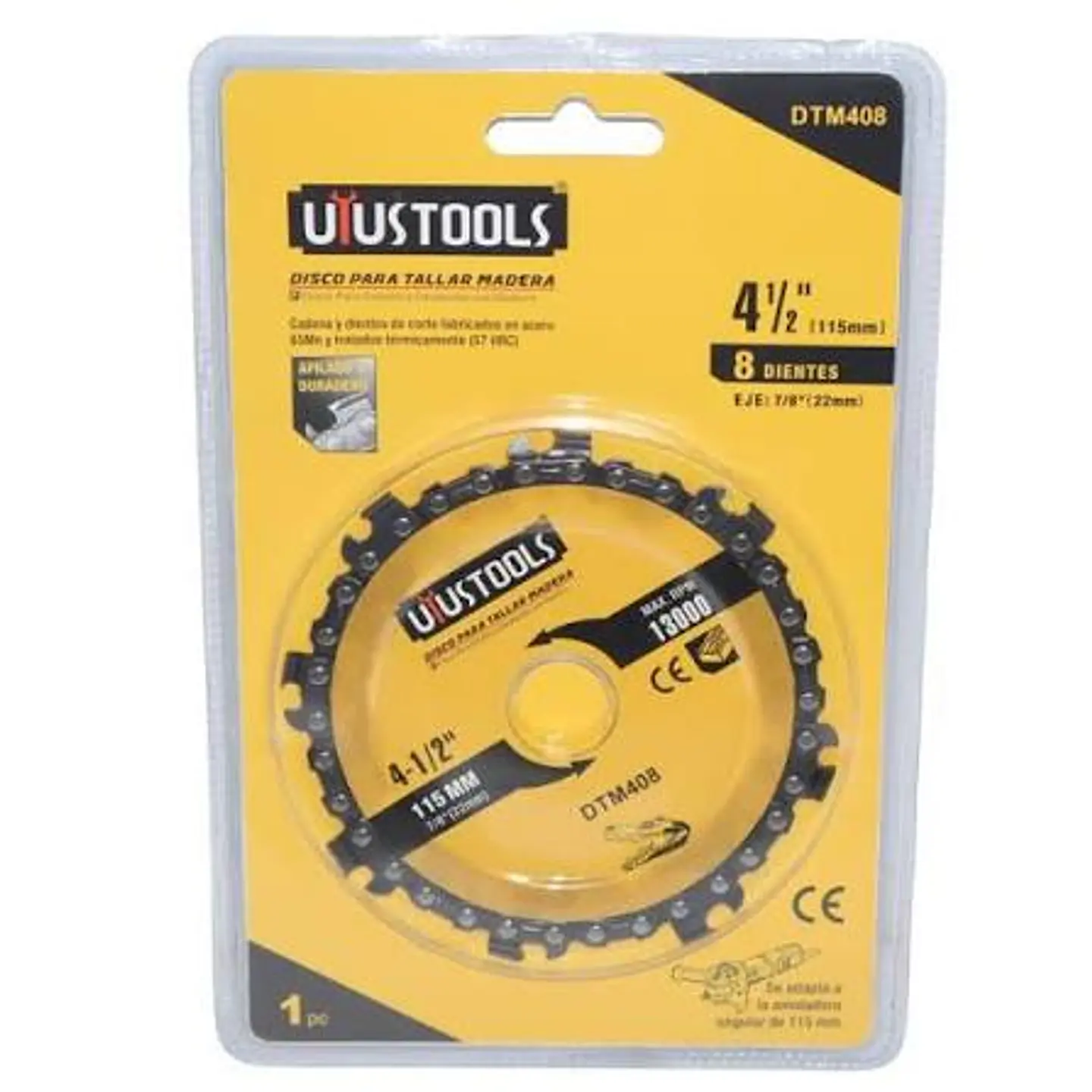 Disco motosierra P/ esmeril 115 mm 8 dientes DTM408  UYUS  1