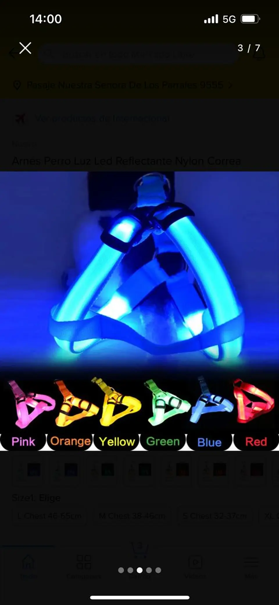 Arnés Luminoso Luz Led Carga USB Talla M 15