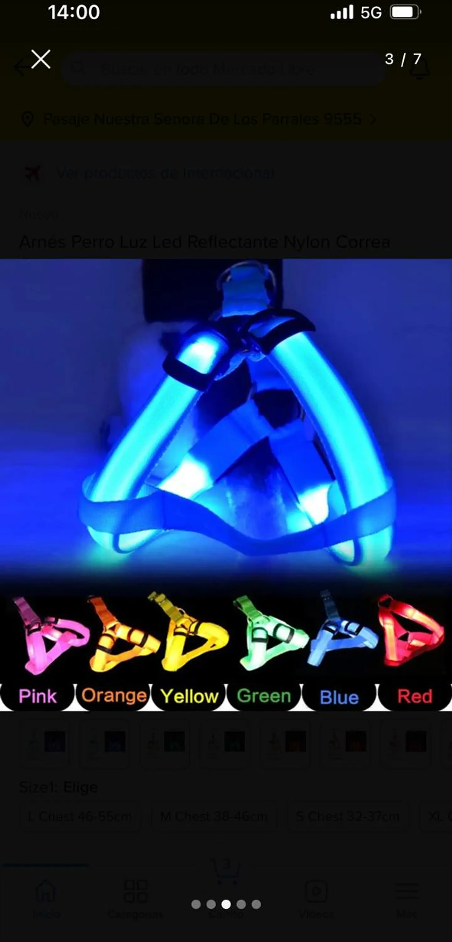 Arnés Luminoso Luz Led Carga USB Talla S 4