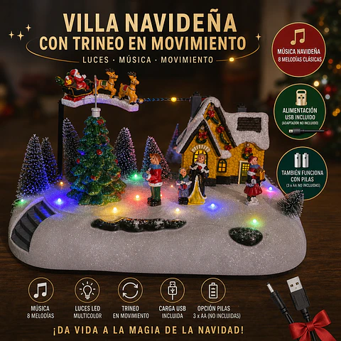 Villa Navideña Trineo en Movimiento