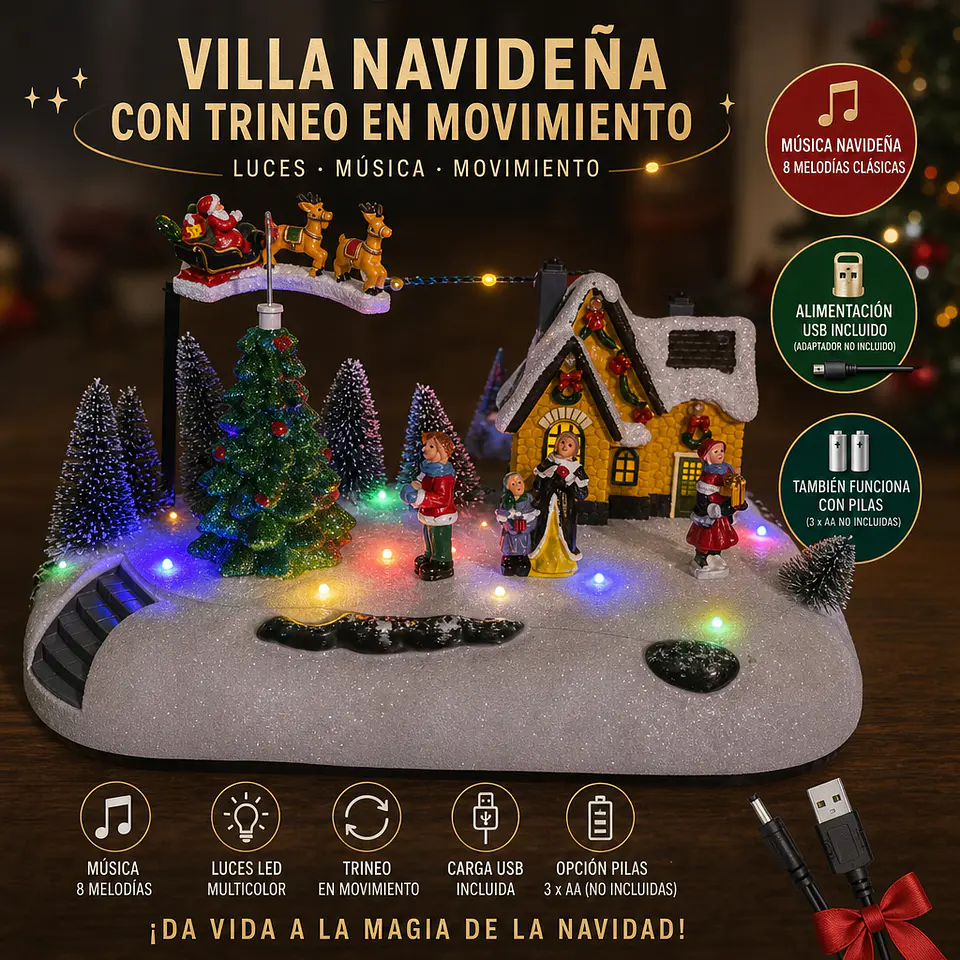 Villa Navideña Trineo en Movimiento 1
