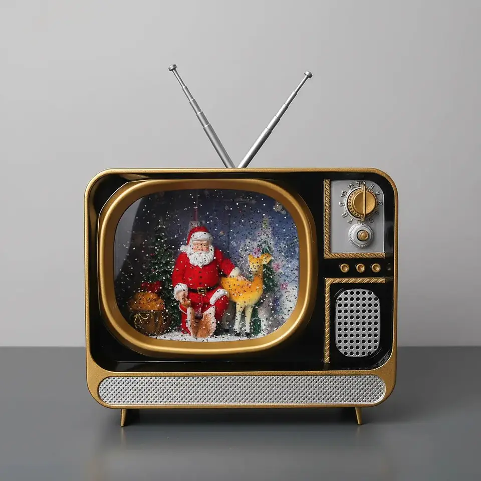 Decoración TV Navideña con Efecto Nieve, Música y Luces Led 5
