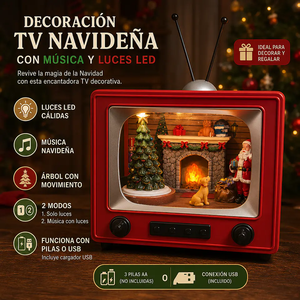 TV Navideña Música Y Luces 1