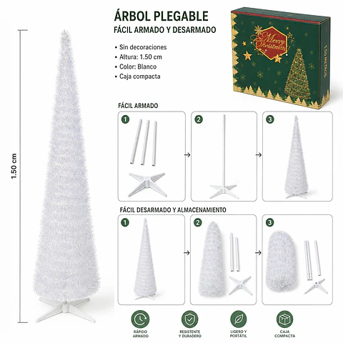 Árbol Plegable Blanco Sin Decoración