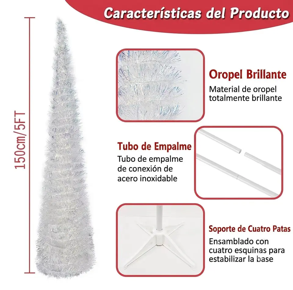 Árbol Plegable Blanco Sin Decoración 7