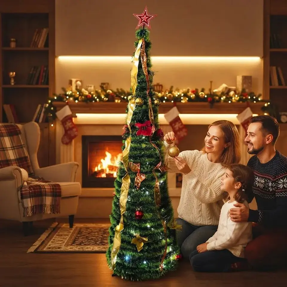 Árbol Plegable Con Adornos y Luces 2