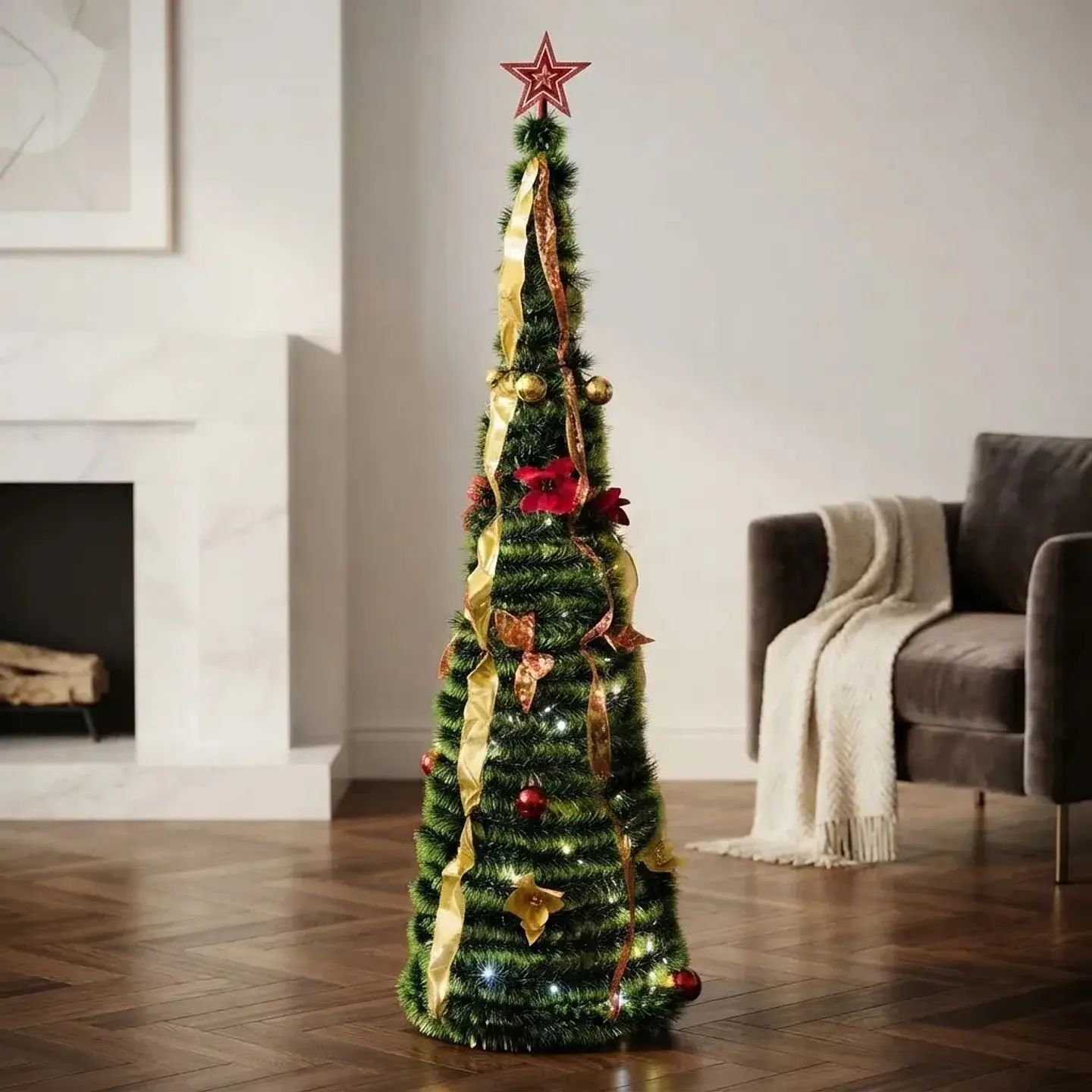 Árbol Plegable Con Adornos y Luces 5