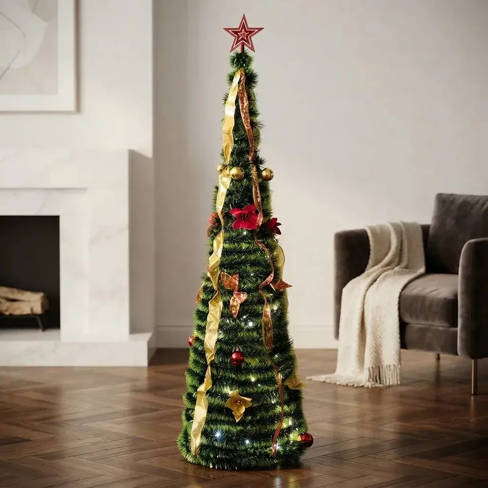 Árbol Plegable Con Adornos y Luces 5