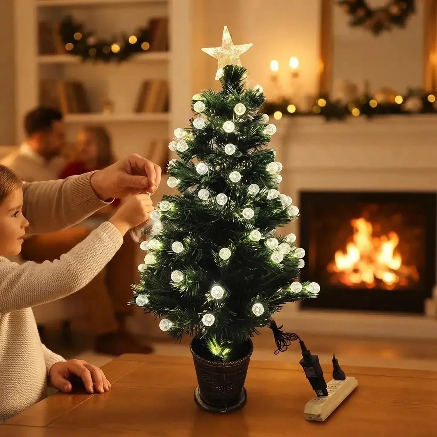 Árbol de Navidad Con Macetero, Luces y Fibra Led 90 cm 3