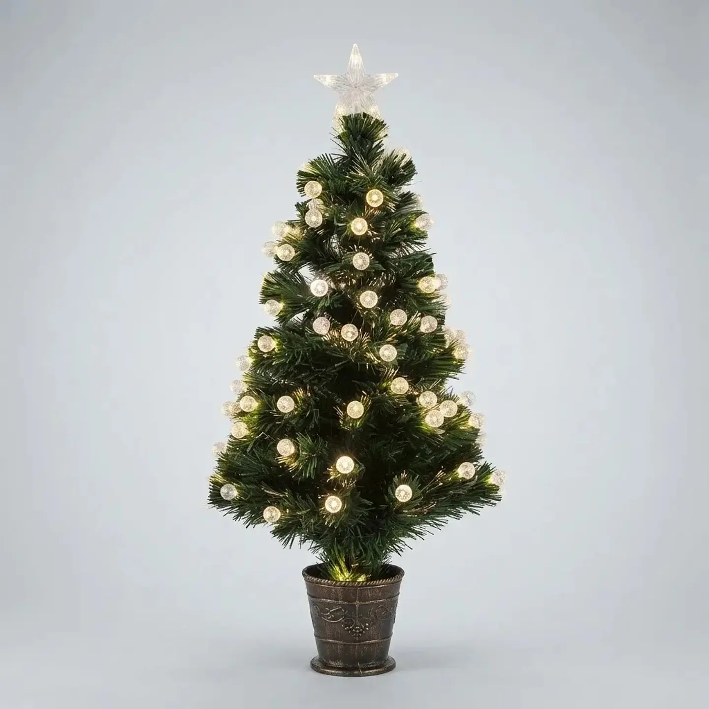 Árbol de Navidad Con Macetero, Luces y Fibra Led 90 cm 4