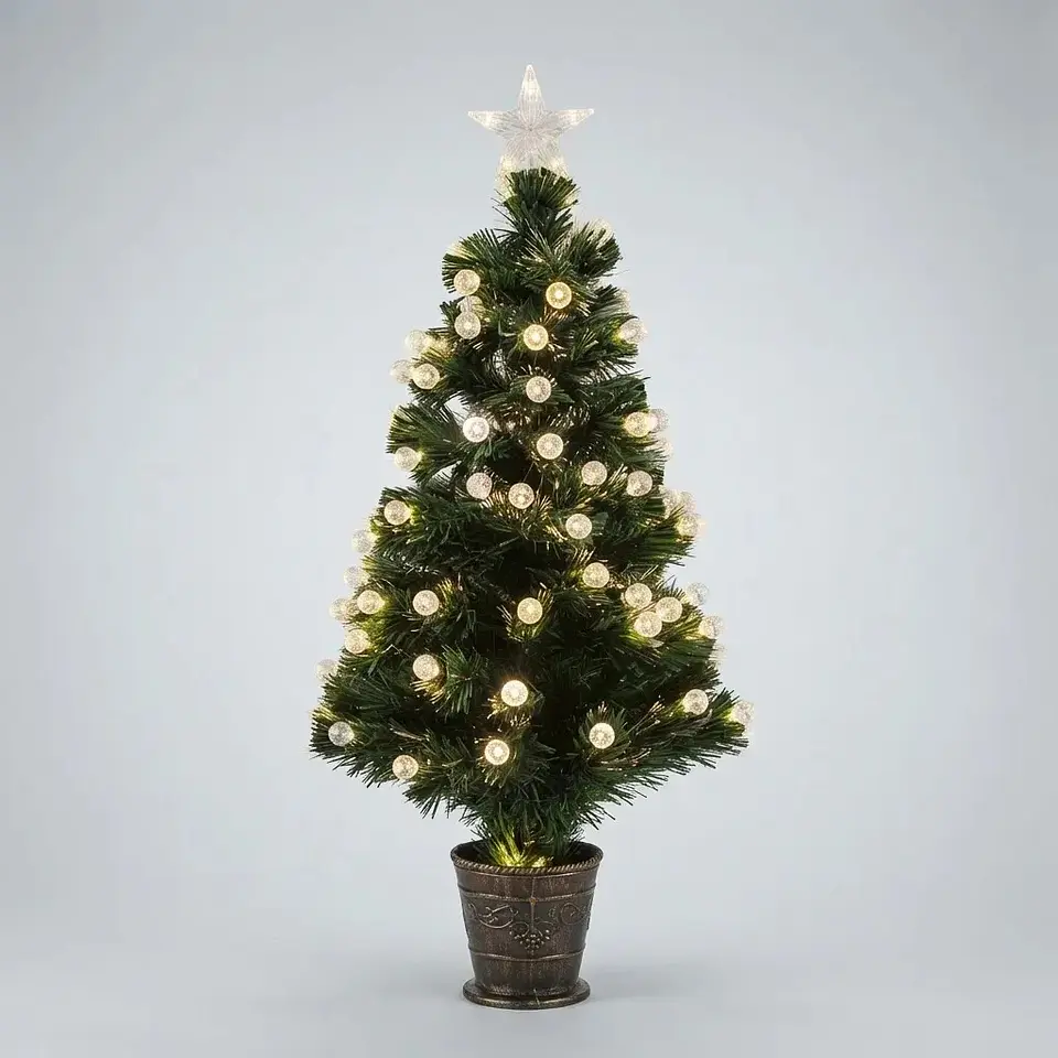 Árbol de Navidad Con Macetero, Luces y Fibra Led 90 cm 4