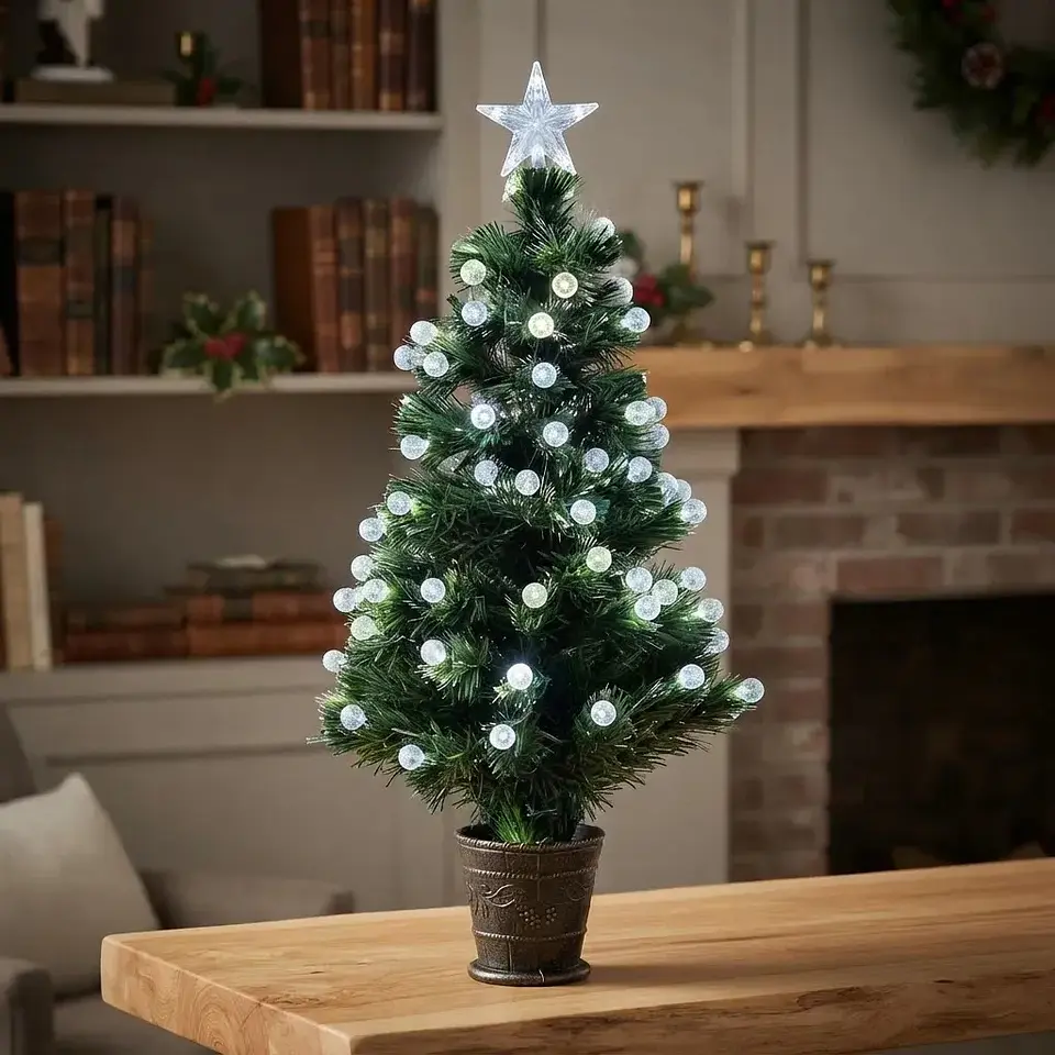 Árbol de Navidad Con Macetero, Luces y Fibra Led 90 cm 5