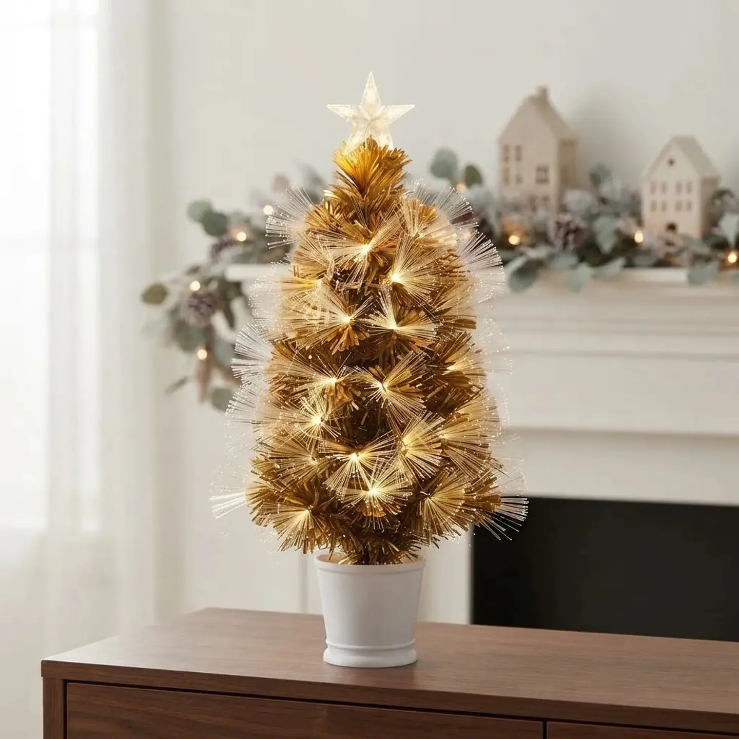 Árbol de Navidad Fibra Led y Macetero Dorado 60 CM 2