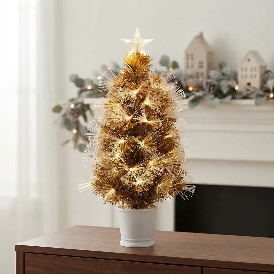 Árbol de Navidad Fibra Led y Macetero Dorado 60 CM 2