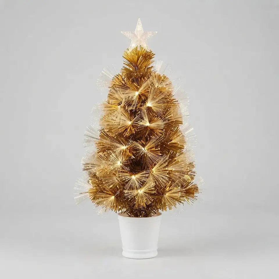Árbol de Navidad Fibra Led y Macetero Dorado 60 CM 5