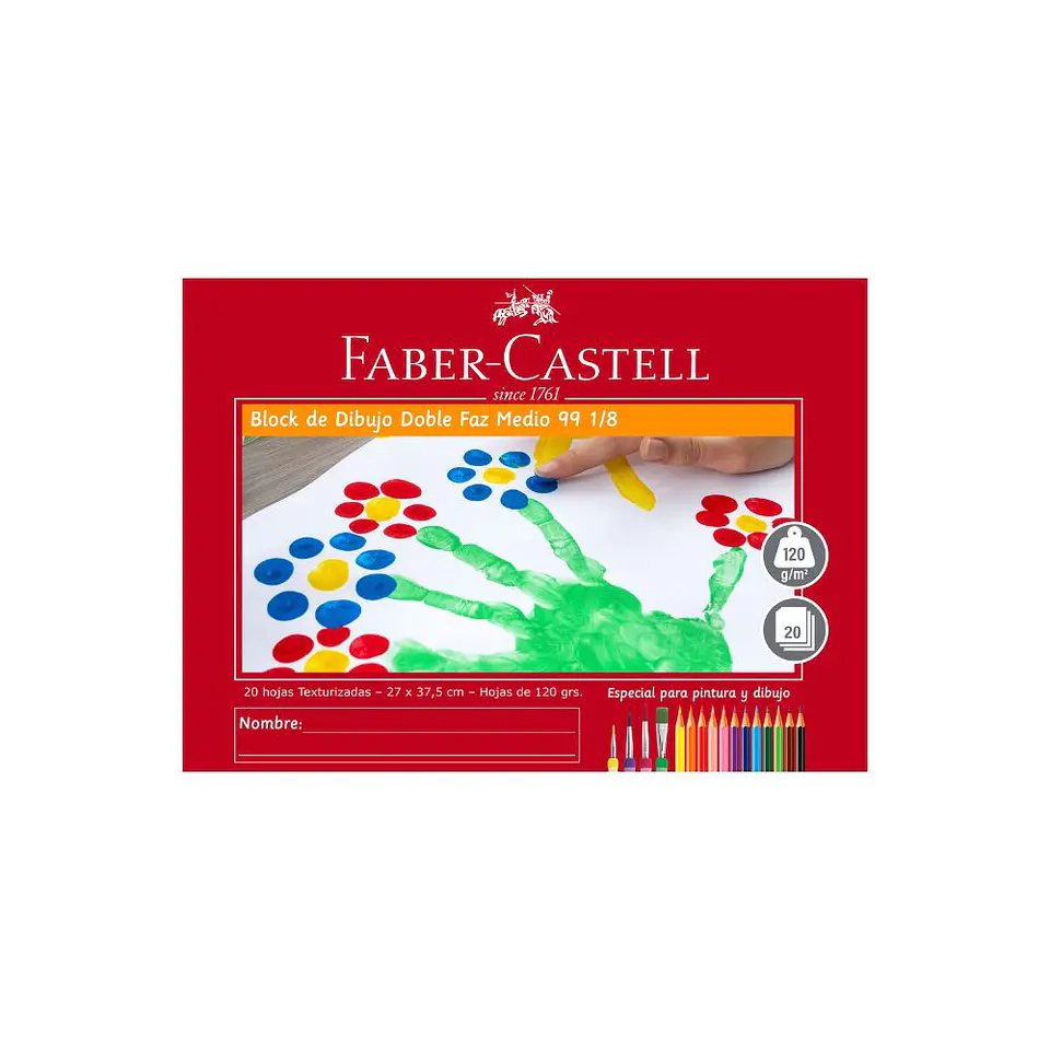 Block De Dibujo Doble Faz Medio 99 1/8 Faber Castell 1