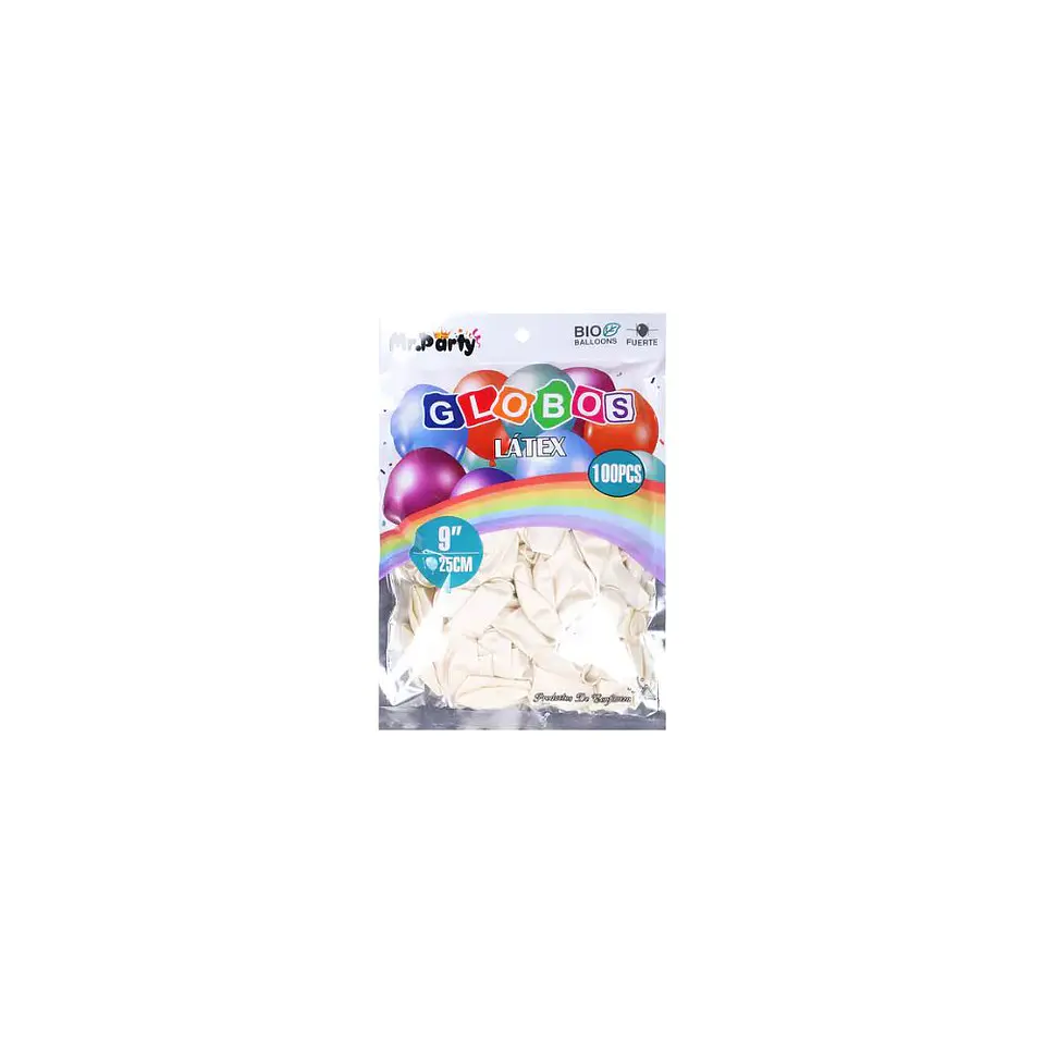 Globos Látex Colores Blanco 25cm 100pcs 1