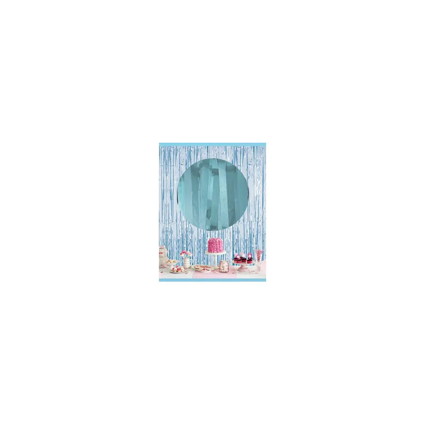 Cortina Flecos metalizada Celeste 1X2 Mts 1