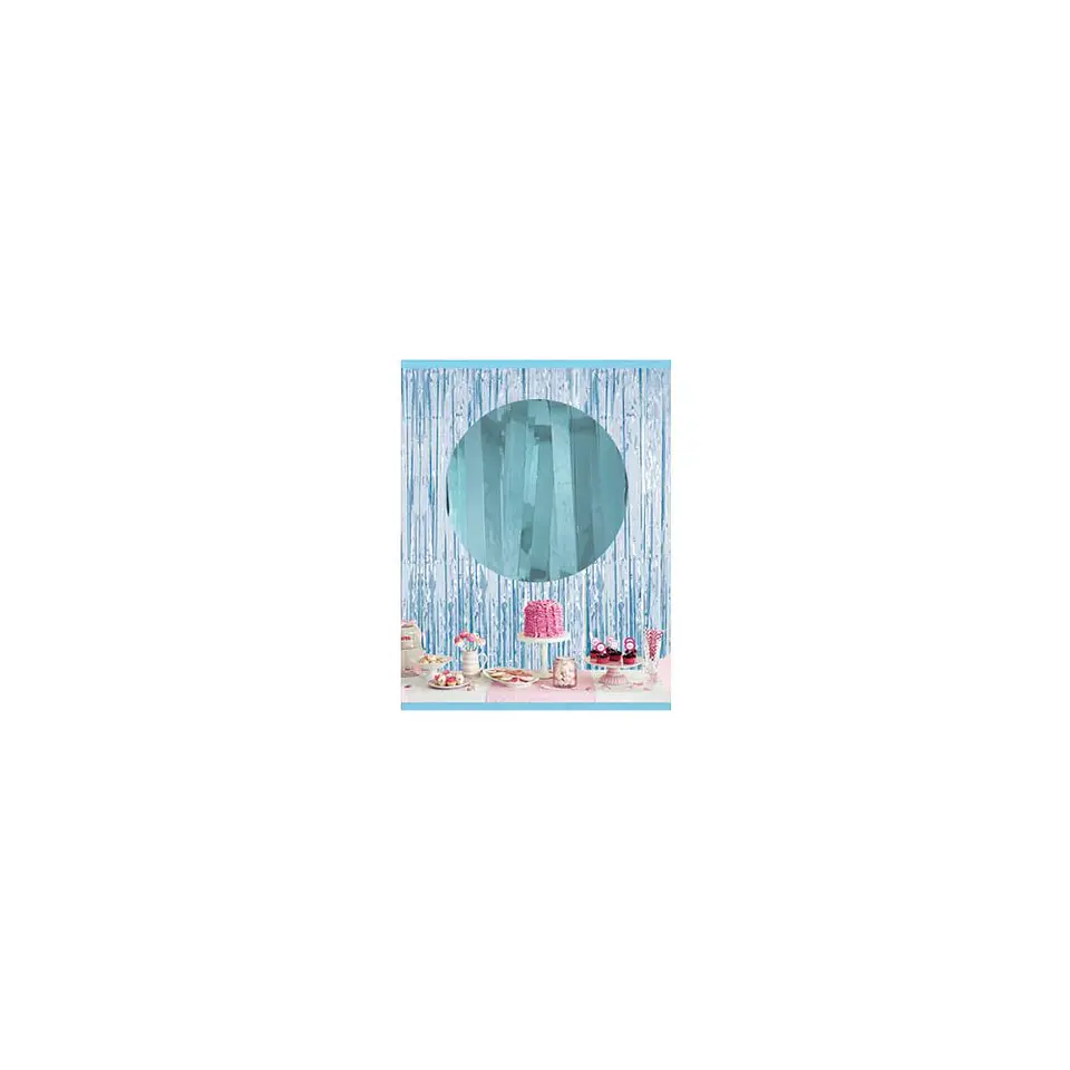 Cortina Flecos metalizada Celeste 1X2 Mts 1